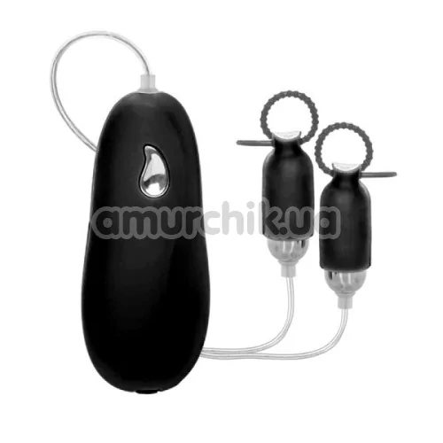 Зажимы для сосков с вибрацией Nipple Play Silicone Vibrating Nipple Pleasurizer, черные - Фото №1