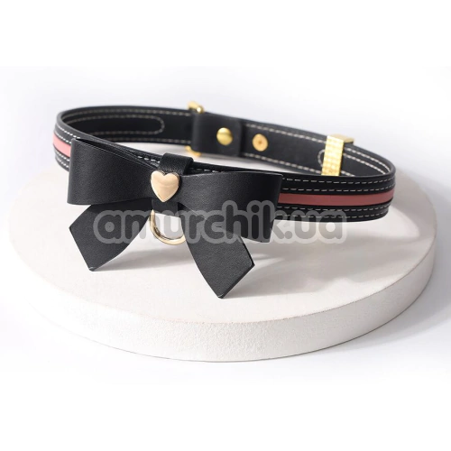 Ошейник с поводком Lockink Sevanda Love Heart Butterfly Leather Collar, черный