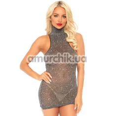 Сукня Leg Avenue Lurex High Neck Mini Dress, срібна - Фото №1