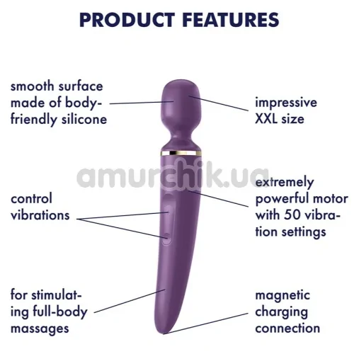 Універсальний вібромасажер Satisfyer Wand-er Woman, фіолетовий