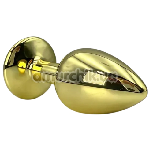 Анальная пробка с радужным кристаллом Alume Metal Plug S, золотая