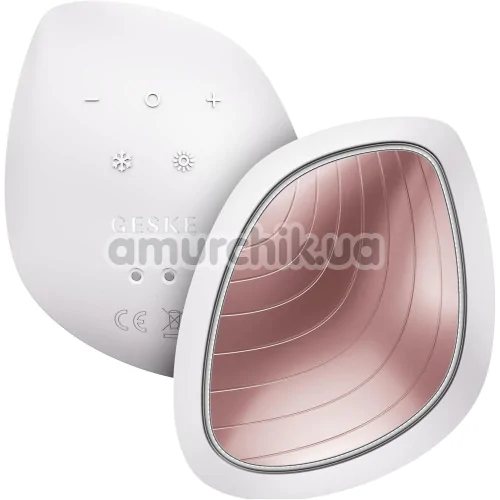 Ультразвуковой массажер-маска для лица Geske Sonic Warm & Cool Mask 9 in 1, бело-розовый