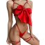 Комплект Star Night Openable Bow Sexy Bra Set, красный: бюстгальтер + трусики-стринги + гартеры - Фото №9
