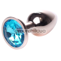 Анальная пробка с голубым кристаллом Exclusivity Jewellery Red Gold Plug, золотая - Фото №1