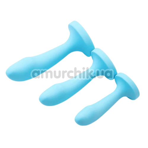 Набір анальних пробок з прозорим кристалом Diamond Anal Trainer Kit, блакитний