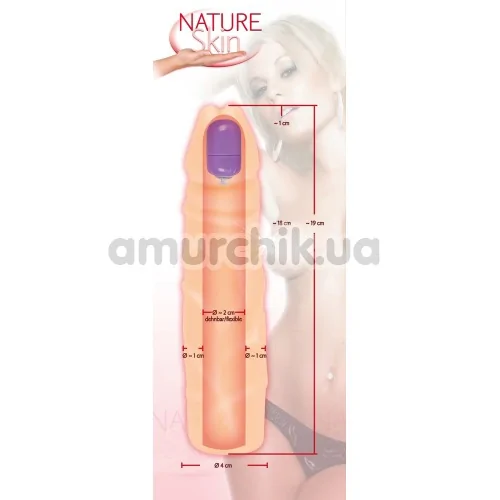 Насадка на пеніс з вібрацією Nature Skin Sleeve with Bullet, тілесна