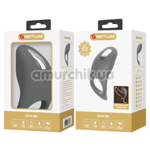 Віброкільце для члена Pretty Love Gemma, сіре