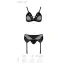 Комплект Passion Free Your Senses Nessy Set, чорний: бюстгальтер + трусики + пояс для панчіх - Фото №5