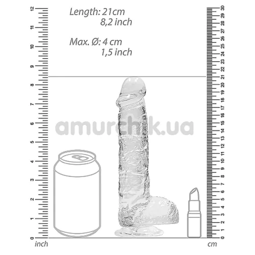 Фаллоимитатор Realrock Crystal Clear Dildo Realistic 8, прозрачный