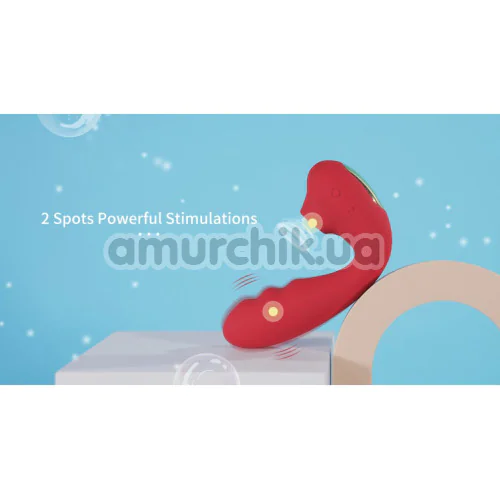 Вибратор с вакуумным стимулятором BeYourLover Tara, красный