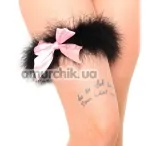 Підв'язка з рожевим бантиком Marabou Garter, чорна - Фото №1