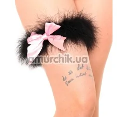 Підв'язка з рожевим бантиком Marabou Garter, чорна - Фото №1