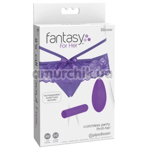 Вібротрусики Fantasy For Her Crotchless Panty Thrill-Her, фіолетові