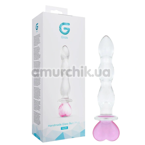 Анальный фаллоимитатор Gildo Handmade Glass Butt Plug No.35, прозрачно-розовый
