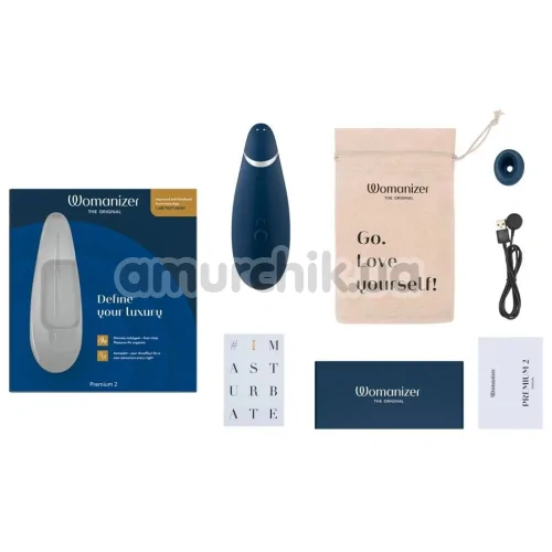 Симулятор орального секса для женщин Womanizer Premium 2, синий