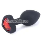 Анальна пробка з червоним кристалом SWAROVSKI Silicone Black Big, чорна - Фото №1