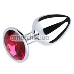 Анальная пробка с красным кристаллом SWAROVSKI Silver Pink-Rhodolite Big, серебряная - Фото №1
