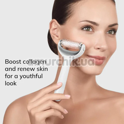 Массажер-роллер для лица и тела с микроиглами Geske MicroNeedle Face & Body Roller 8 in 1, белый