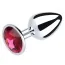 Анальная пробка с красным кристаллом SWAROVSKI Silver Pink-Rhodolite Big, серебряная