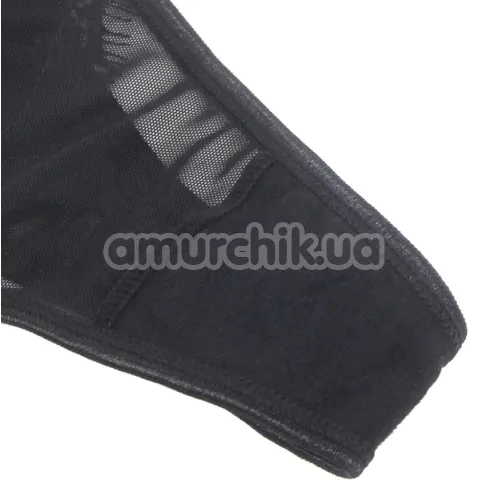 Комплект Star Night Sexy Eyelash Lace Set, черный: трусики-стринги + пояс для чулок