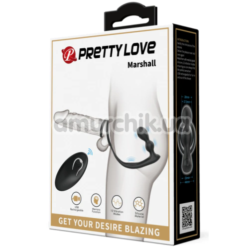 Вибростимулятор простаты с эрекционным кольцом Pretty Love Marshall, черный