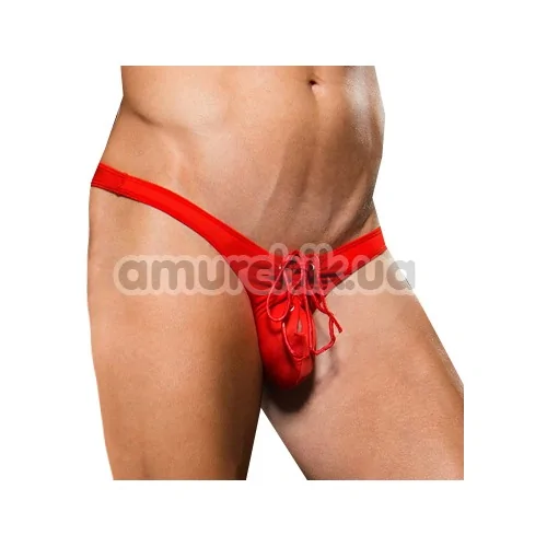 Трусы-стринги мужские Microfiber Lace-Up Low-Rise Thong, красные
