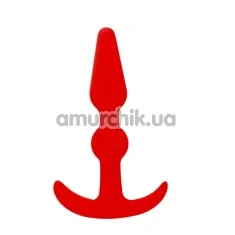 Анальная пробка Smiling Butt Plug с шариком прямая, красная - Фото №1