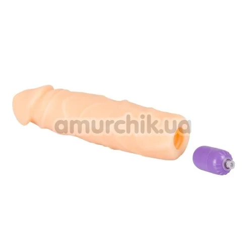 Насадка на пеніс з вібрацією Nature Skin Sleeve with Bullet, тілесна
