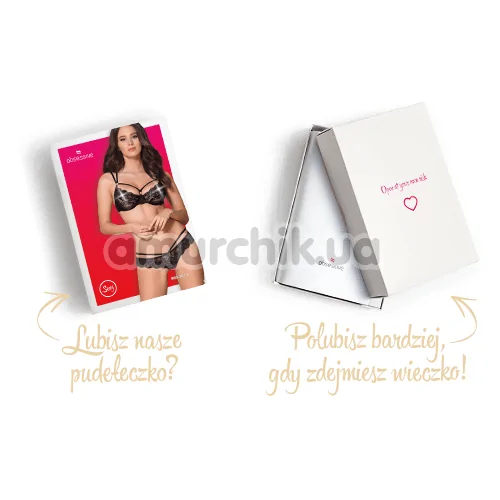 Комплект Obsessive 860-SET-1 черный: бюстгальтер + трусики-стринги