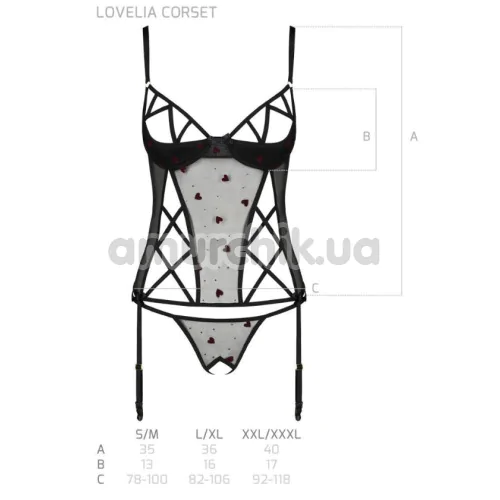 Комплект Passion Free Your Senses Lovelia Corset, черный: корсет + трусики-стринги