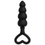 Анальная пробка Alume Silicone Beaded Anal Plug With Heart Ring, черная - Фото №1
