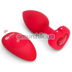 Анальна пробка с вібрацією B-Vibe Vibrating Heart M/L, червона - Фото №1