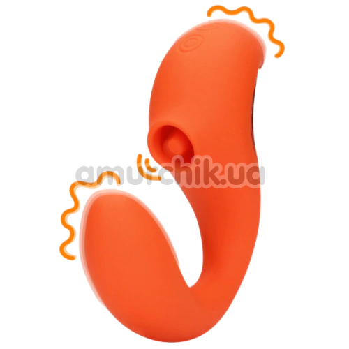 Вібратор з пульсацією Loveline G-Spot Vibrator With Clitoral Pulse Wave, помаранчевий