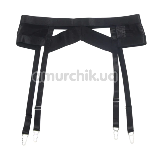 Комплект Star Night Lace Underwire, чорний: бюстгальтер + пояс для панчіх + трусики-стрінги