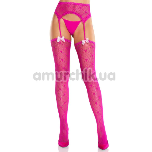 Колготки Leg Avenue Heart Garterbelt Stockings, розовые - Фото №1