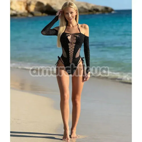 Боді Star Night Rhinestone Cut Out Bodysuit, чорне