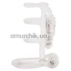 Насадка на пеніс з вібрацією GK Power Dual Vibrating Cock Cage, прозора - Фото №1