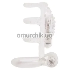 Насадка на пеніс з вібрацією GK Power Dual Vibrating Cock Cage, прозора - Фото №1