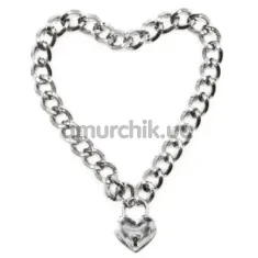 Нашийник DS Fetish Metal Collar With Heart, срібний - Фото №1