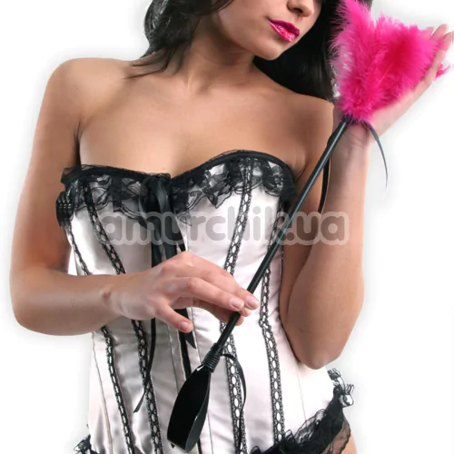 Стек з рожевою пір'їнкою для пестощів Secret Play Feather Tickler And Riding Crop, чорний