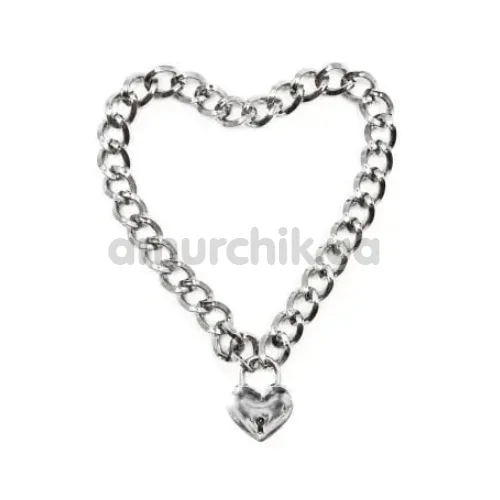 Нашийник DS Fetish Metal Collar With Heart, срібний - Фото №1