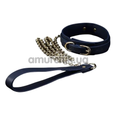 Ошейник с поводком Roomfun Leather Collar With Leash, синий - Фото №1