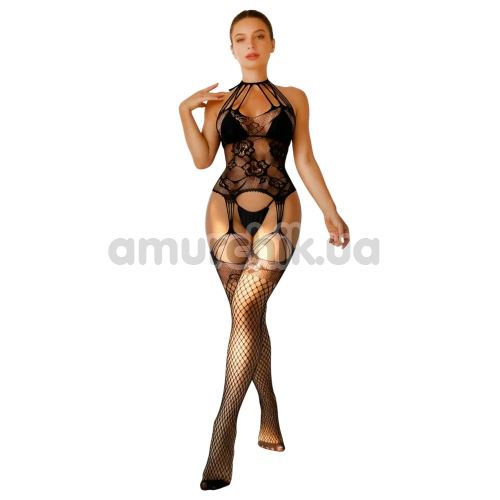 Комбинезон Star Night Open Flower Net Bodystocking, черный