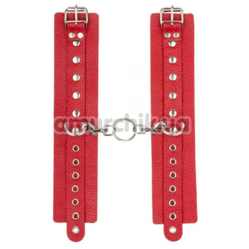 Наручники sLash Leather Double Fix Hand Cuffs, красные