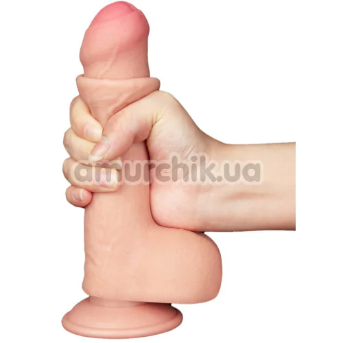 Фаллоимитатор Sliding-Skin Dual Layer Dong 7 с закрытой головкой, телесный