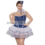 Костюм стюардессы JSY Sexy Lingerie P61122, сине-белый: платье + трусики-стринги + головной убор + платок - Фото №1