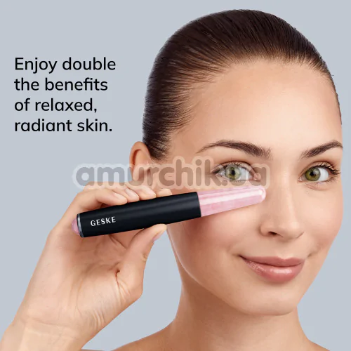 Ручка-масажер для обличчя Geske Double-Sided Rose Quartz Depuffing Pen 7 in 1, чорний