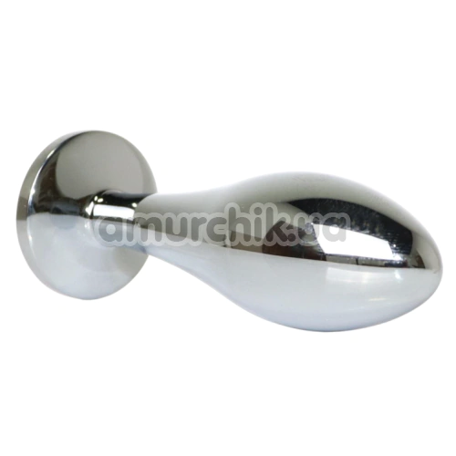 Анальна пробка зі світло-рожевим кристалом Exclusivity Jewellery Silver Straight Plug M, срібна