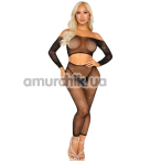 Комплект Leg Avenue Rhinestone Fishnet Crop Top And Legging, чорний: топ + легінси - Фото №1