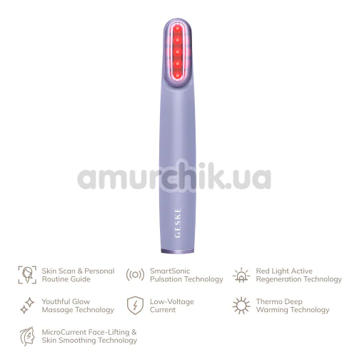 Ліфтинг-масажер для обличчя з поворотною голівкою Geske Skin Firming Wand 7 in 1, бузковий